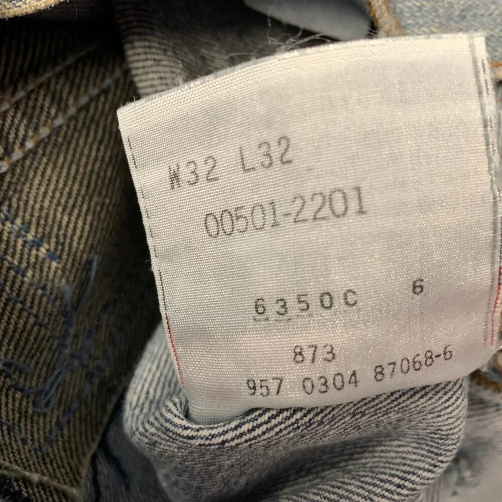 LEVI'S Size 32 Blue Light Blue Sashiko Cotton Button Fly Jeans